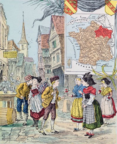 Elsass-Lothringen, Illustration für Le Tour de France von Marie de Grandmaison, 1893 von J. Maurel